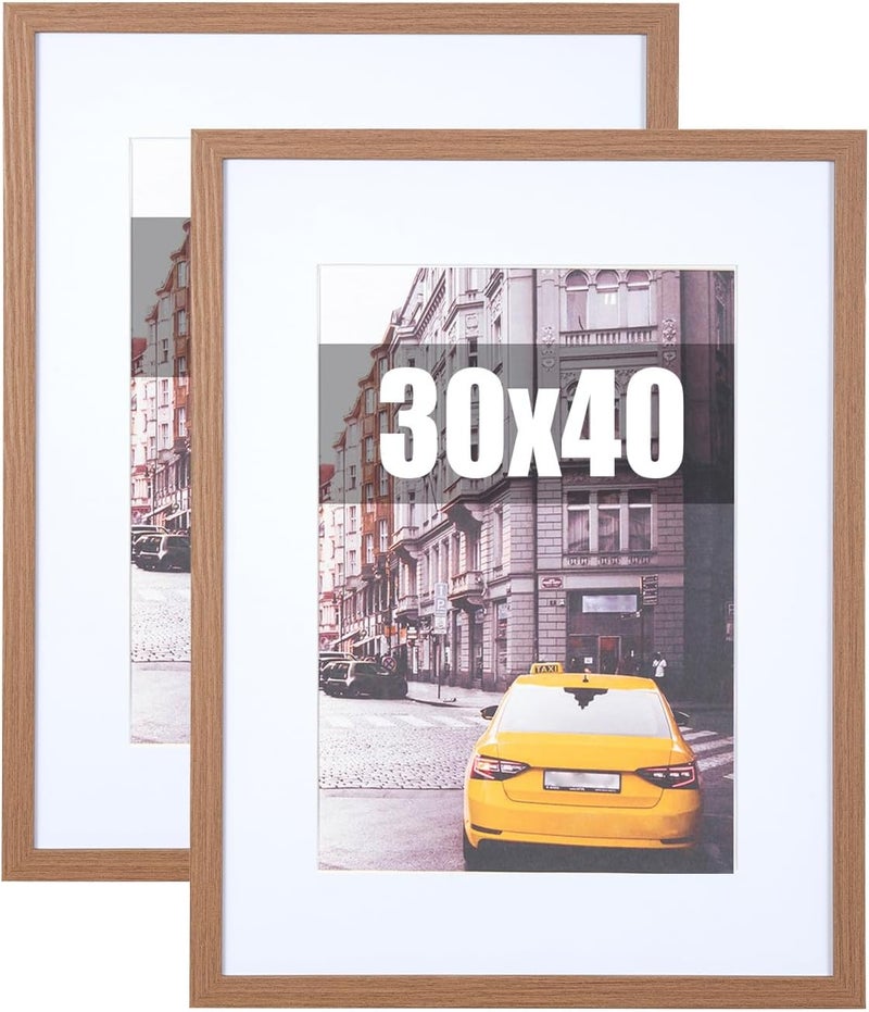 kennethan Picture Frame, 30 x 40 cm, Black Wooden Photo Frame, Set of 2, MDF with Acrylic Glass for Hanging, Used for Living Room, Bedroom, Study, for Photos, Artworks and Posters - Image 1