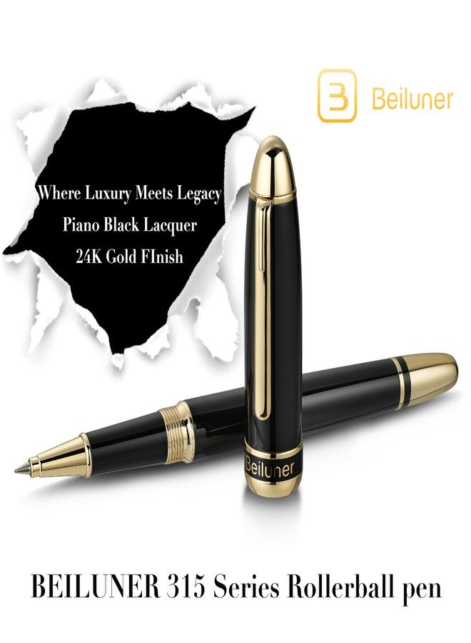 بيلونر قلم حبر جاف فاخر من بيلونر 315، مطلي بذهب عيار 24 قيراطًا، ومزين بطلاء بيانو أسود، مصنوع بحرفية عالية، يُعدّ أفضل طقم أقلام كهدية للرجال والنساء، مناسب للمحترفين والمديرين التنفيذيين والمكاتب، أنيق وجذاب. - Image 2
