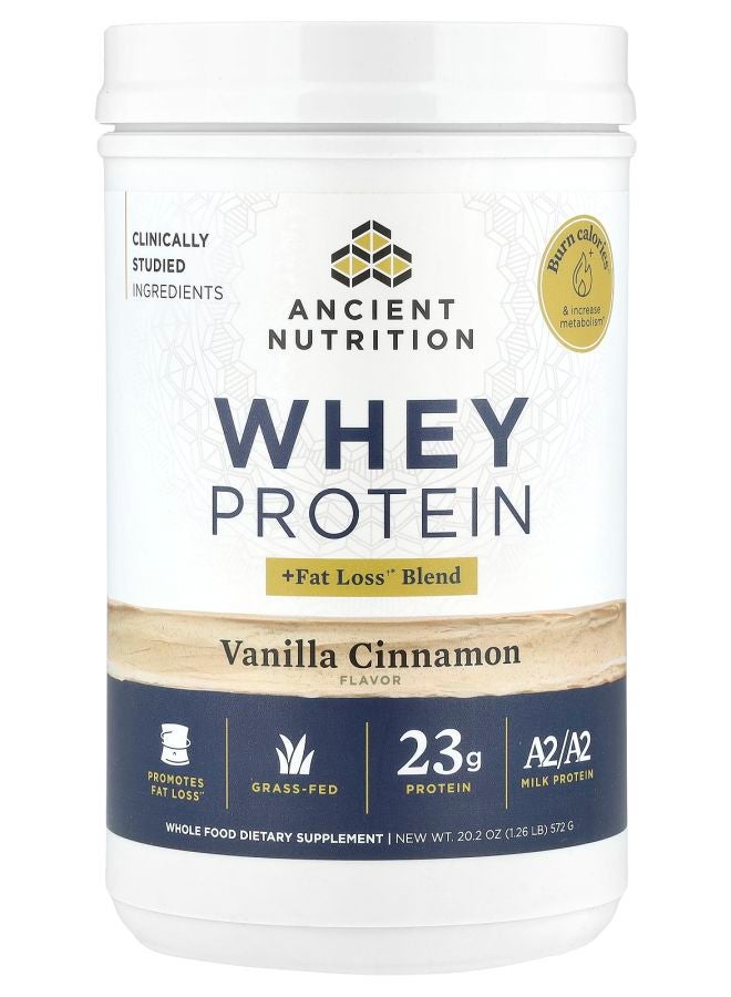 Ancient Nutrition Whey Protein + Fat Loss Blend Vanilla Cinnamon 1.26 lb (572 g)