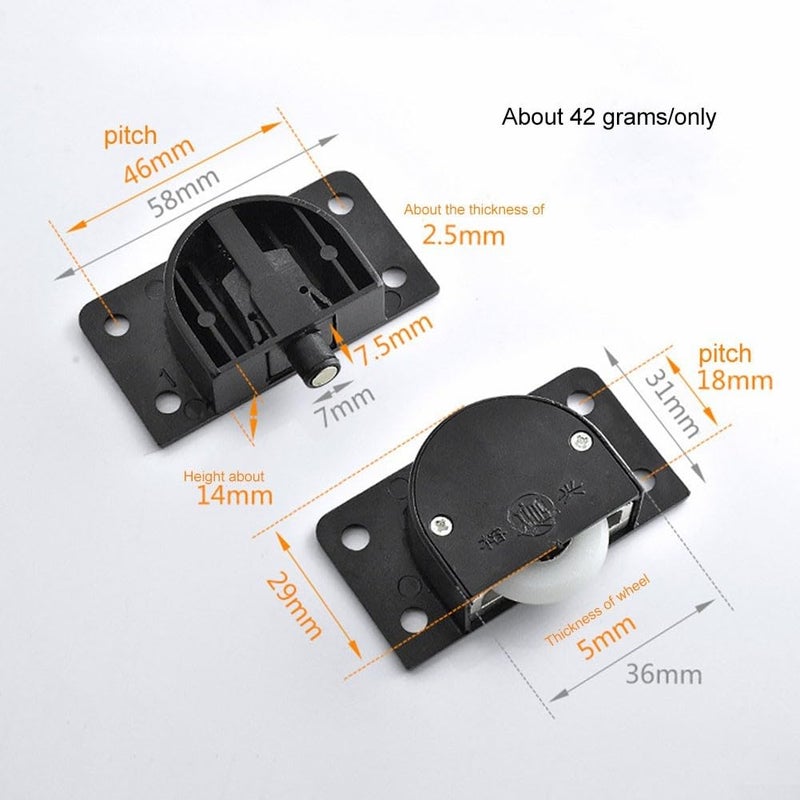 Old Fashioned Wardrobe Pulley Sliding Door Wheel With Bearings Silver Black 1PCS - Image 3