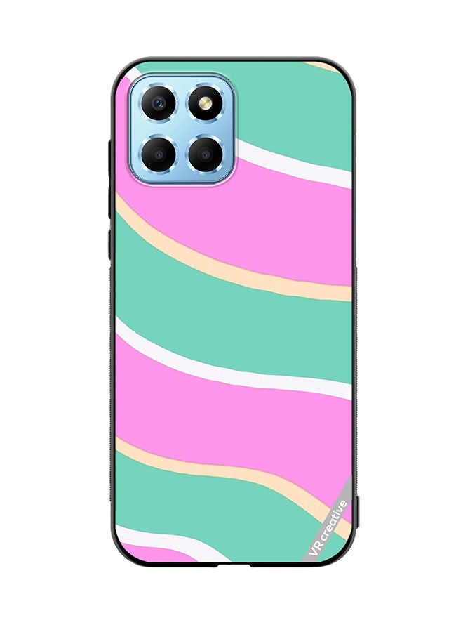 VR CREATIVE Protective Case Cover For Honor X8 5G Diagonal Groovy Liquid Swirl Stripe Pattern In Green, Purple, And Pink Color Design Multicolour - Image 1