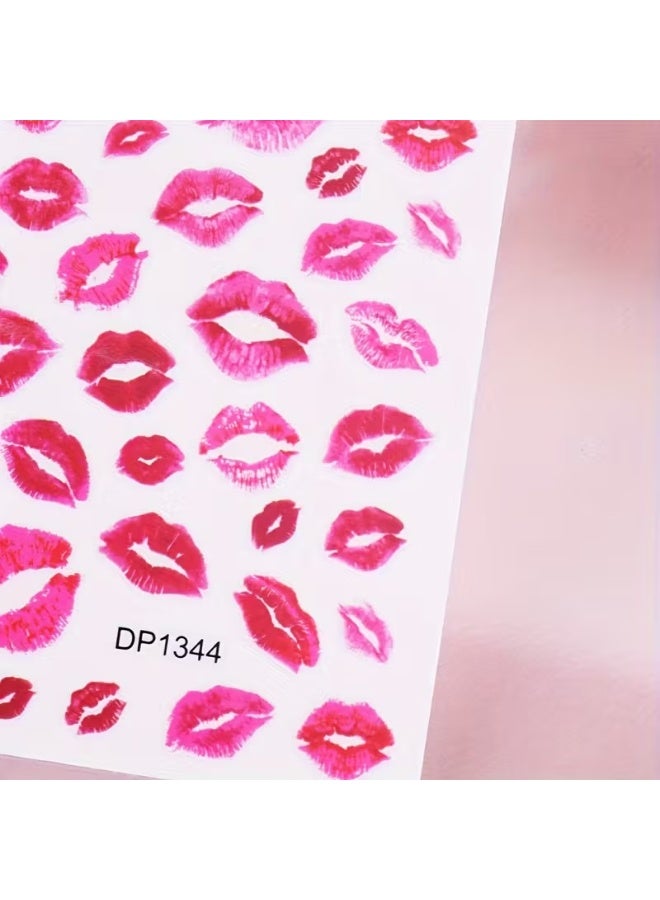 Goolsky Fantasy Heart & Kiss Print Nail Art Stickers - Self-Adhesive, Matte Finish Decals for Easy DIY Manicures - Image 3