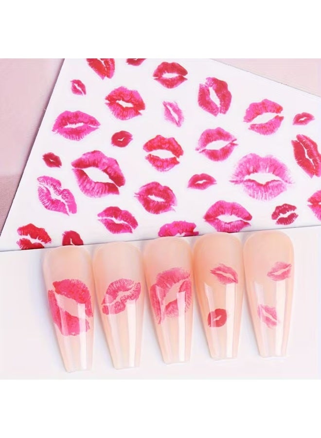 Goolsky Fantasy Heart & Kiss Print Nail Art Stickers - Self-Adhesive, Matte Finish Decals for Easy DIY Manicures - Image 2