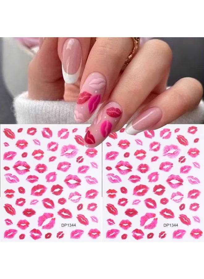Goolsky Fantasy Heart & Kiss Print Nail Art Stickers - Self-Adhesive, Matte Finish Decals for Easy DIY Manicures - Image 5