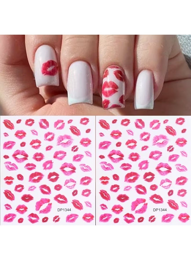 Goolsky Fantasy Heart & Kiss Print Nail Art Stickers - Self-Adhesive, Matte Finish Decals for Easy DIY Manicures - Image 1