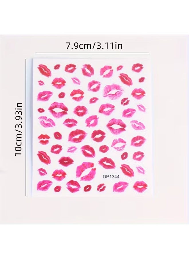 Goolsky Fantasy Heart & Kiss Print Nail Art Stickers - Self-Adhesive, Matte Finish Decals for Easy DIY Manicures - Image 4