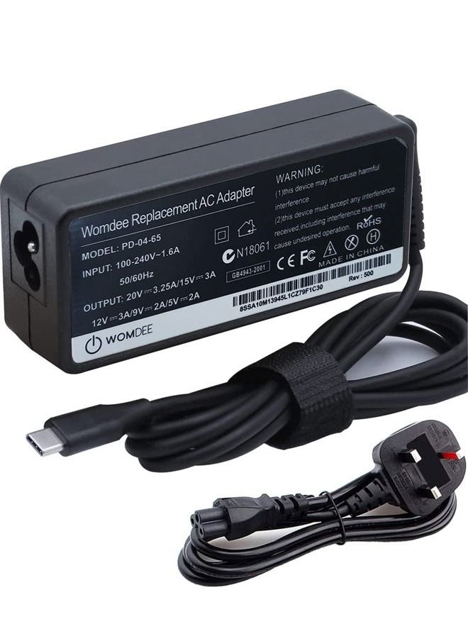 Womdee Type C 65W Laptop Charger for womdee, Fast Charging Power Adapter, Compatible with HP, Dell, Acer, Asus, Samsung, Google, and More  - Image 3