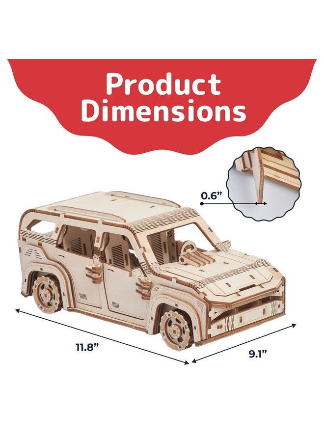 Prextex 3D Wooden Car Puzzle - Vintage Car Kit - 122 Precision Pieces Sturdy Wood - No Glue Needed For Assembly - Wooden Puzzles For Adults - Ideal For Hobbyists, Collectors, & Gifts - 12" Lx9 W  - Image 3