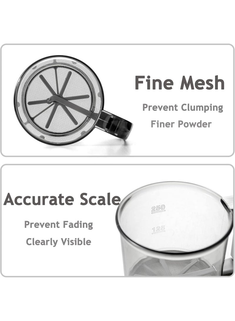 مُنخل الدقيق للخبز، مُنخل دقيق، شبكة ناعمة بتصميم ضغط يدوي، مُنخل يدوي محمول للخبز، السكر البودرة، الدقيق، خال من BPA، رمادي - Image 4