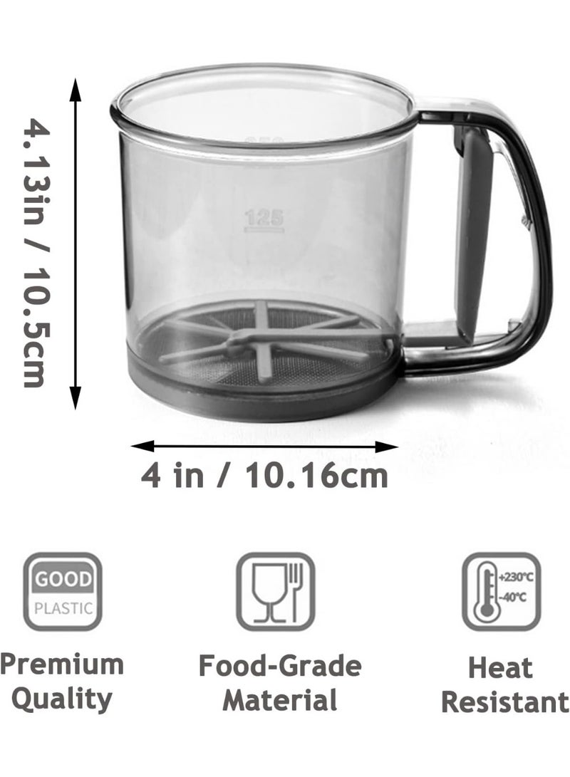 مُنخل الدقيق للخبز، مُنخل دقيق، شبكة ناعمة بتصميم ضغط يدوي، مُنخل يدوي محمول للخبز، السكر البودرة، الدقيق، خال من BPA، رمادي - Image 3