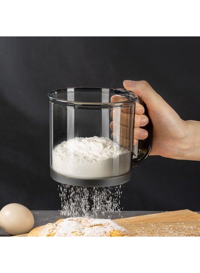 مُنخل الدقيق للخبز، مُنخل دقيق، شبكة ناعمة بتصميم ضغط يدوي، مُنخل يدوي محمول للخبز، السكر البودرة، الدقيق، خال من BPA، رمادي - Image 2