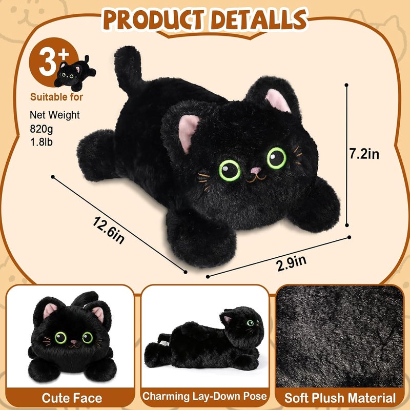 JILPAK Microwave Heating Pad for Period Cramps - Heatable Black Cat Plush for Soothing&Relax with Lavender Scented, Weighted Stuffed Animals for Pain Stress Relief - Image 2