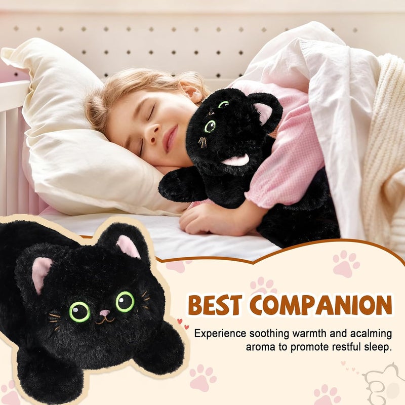 JILPAK Microwave Heating Pad for Period Cramps - Heatable Black Cat Plush for Soothing&Relax with Lavender Scented, Weighted Stuffed Animals for Pain Stress Relief - Image 3