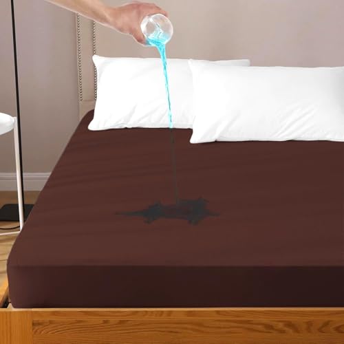 Daksh 100% Waterproof Mattress Protector Twin Bed, 78x48 Inch |Ultra Soft Cotton Feel Terry Mattress Cover, Breathable - Hypoallergenic Fitted Bed Protector - 78"x48", 6.5x4 Feet, Twin Size, Brown - Image 1