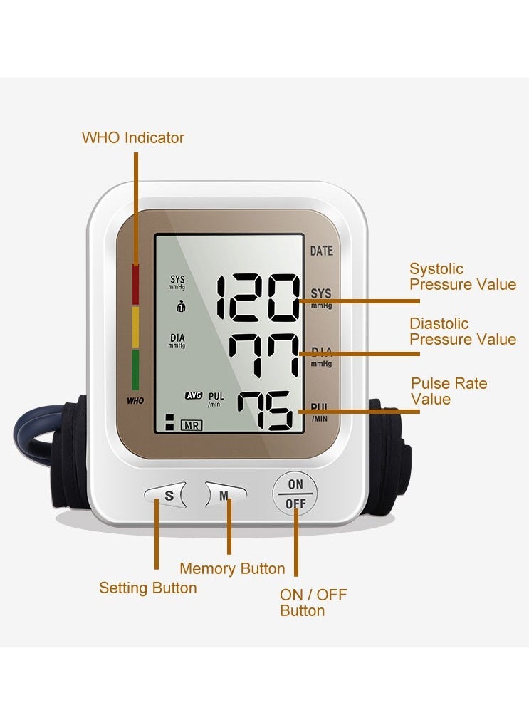 general Blood Pressure Monitor, Upper Arm Monitors for Home Use, BP Machine Sphygmomanometer with 2x99 Reading Memory, Adjustable Arm Cuff Large Display - Image 4