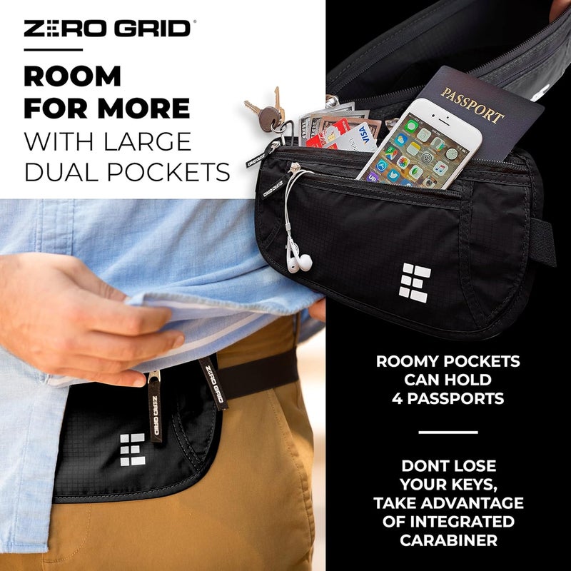 Zero Grid Money Belt for Secure Travel - RFID Blocking Slim Passport Holder - Hidden Waist Pouch for Cash, Credit Cards, Documents - Concealable Under Clothes, Water-Resistant Slim Fanny Pack for Men and Women - Image 5