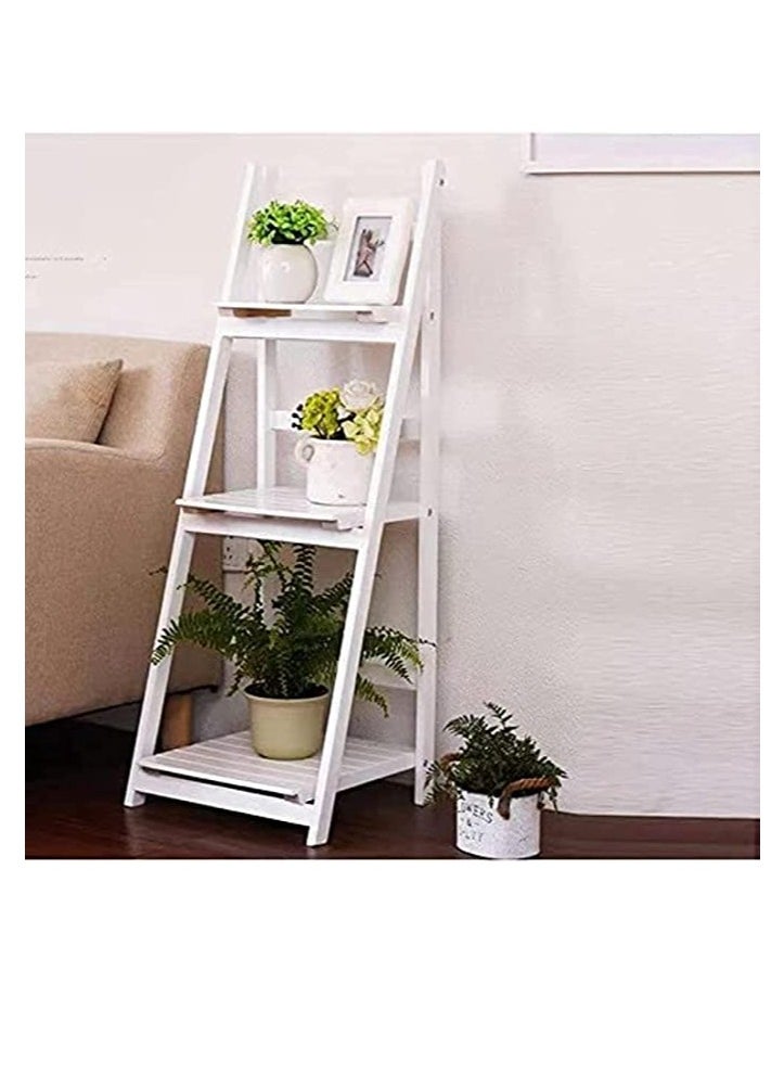 Generic FFD 3-Tier Foldable Wooden Ladder Shelf Multi-Functional Storage Rack & Organizer No Assembly, Portable Design for Books, Plants, Décor  - Image 4