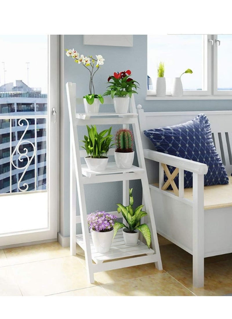Generic FFD 3-Tier Foldable Wooden Ladder Shelf Multi-Functional Storage Rack & Organizer No Assembly, Portable Design for Books, Plants, Décor  - Image 3
