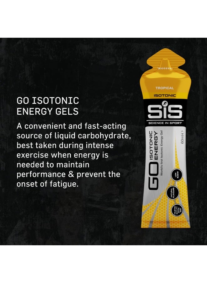 SIS GO Isotonic Energy Gels | 22g Carbohydrates | Low Sugar | Easily Digestible | Gluten Free | No Water Needed | Running Gels | Tropical Flavour | 30 Pack - Image 2