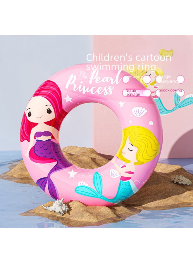 Generic Swimming Ring Children's Life Ring Anti-flip Girl Beginner Baby Swimming Ring Cartoon Inflatable Boy Underarm Ring-Outer Diameter After Inflation:90-Inner Diameter After Inflation:Blue Donut (Swim L - Image 2