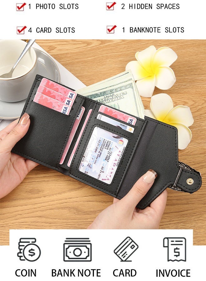 محفظة قصيرة نسائية بطبعة جلد التمساح الأحمر حامل بطاقات من الجلد الصناعي الفاخر مع إبزيم معدني مزخرف تصميم نحيف وصغير للاستخدام اليومي التسوق في العيد هدية حفل الزفاف النزهات غير الرسمية - Image 4