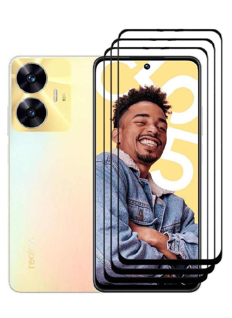 AINA 3 Pieces Tempered Glass Screen Protector 5D Designed For Realme C55 Full Glue Edge to Edge Full Screen Coverage And Bubble Free - Image 1