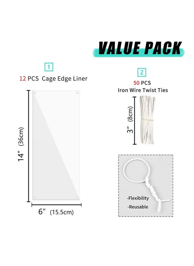 Oncpcare - Oncpcare 12 Pack Pet Plastic Cage Liner Protection 14'' x 6'' Rabbit Cage Urine Guard Clear Cage Edge Liner Guinea Pig Side Lining Small Animal Cage Accessories - Keep Litter in The Cage - Image 1
