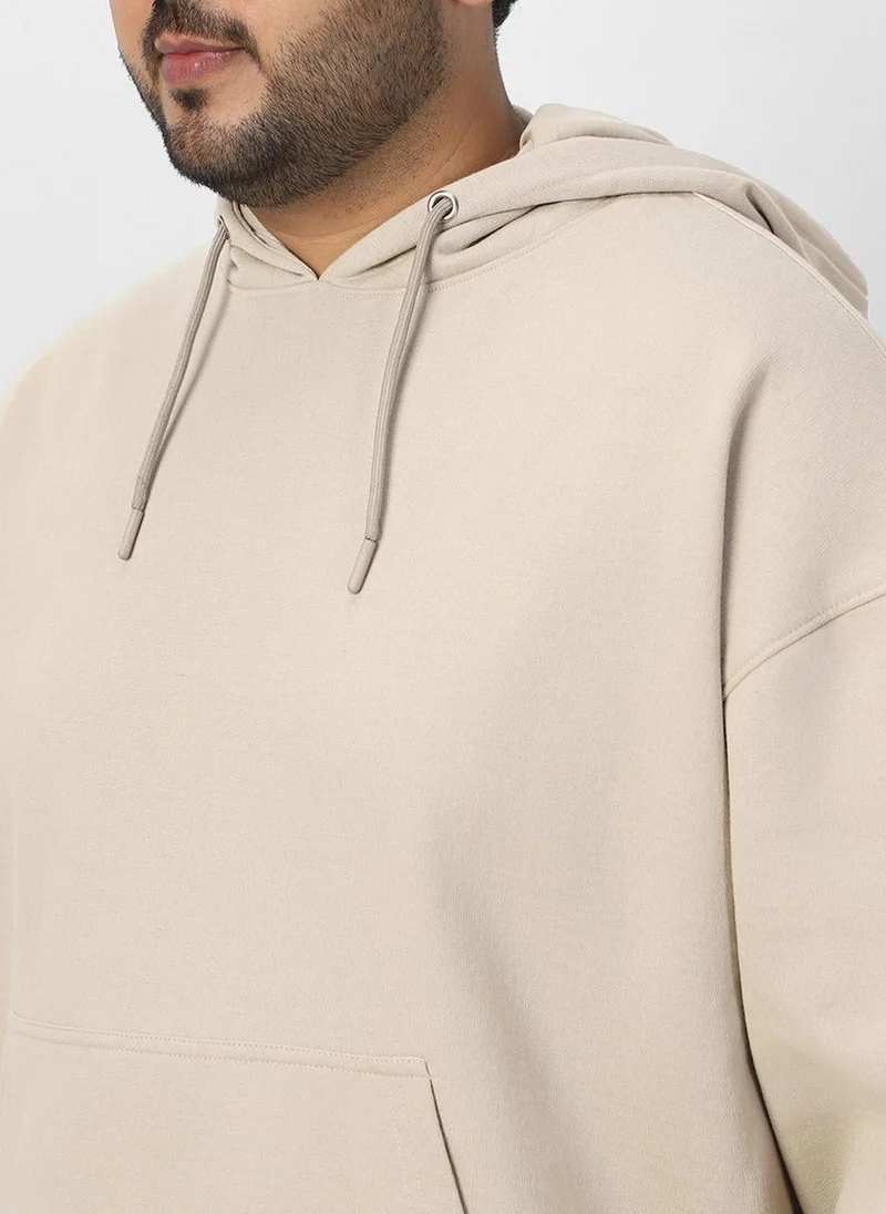 Urbano Fashion  Urbano Plus Men's Silver Lining Cotton Solid Oversized Hooded Neck Sweatshirt for Men | Best Price UAE