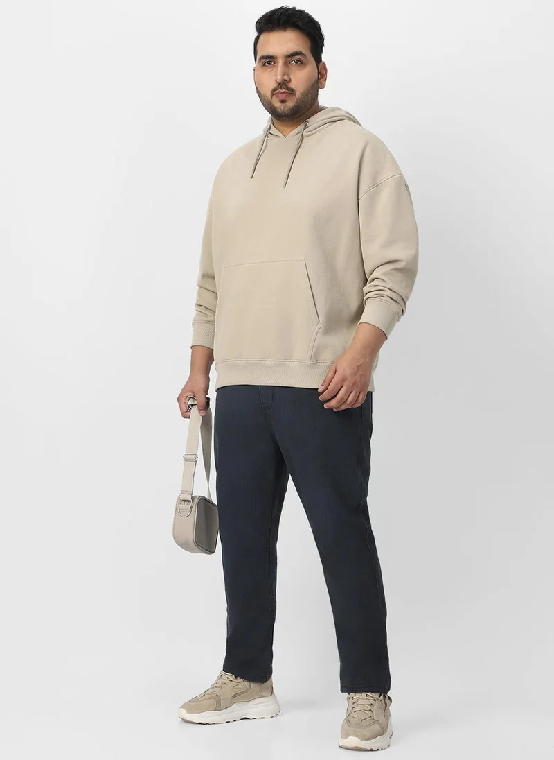 Urbano Fashion  Urbano Plus Men's Silver Lining Cotton Solid Oversized Hooded Neck Sweatshirt for Men | Best Price UAE