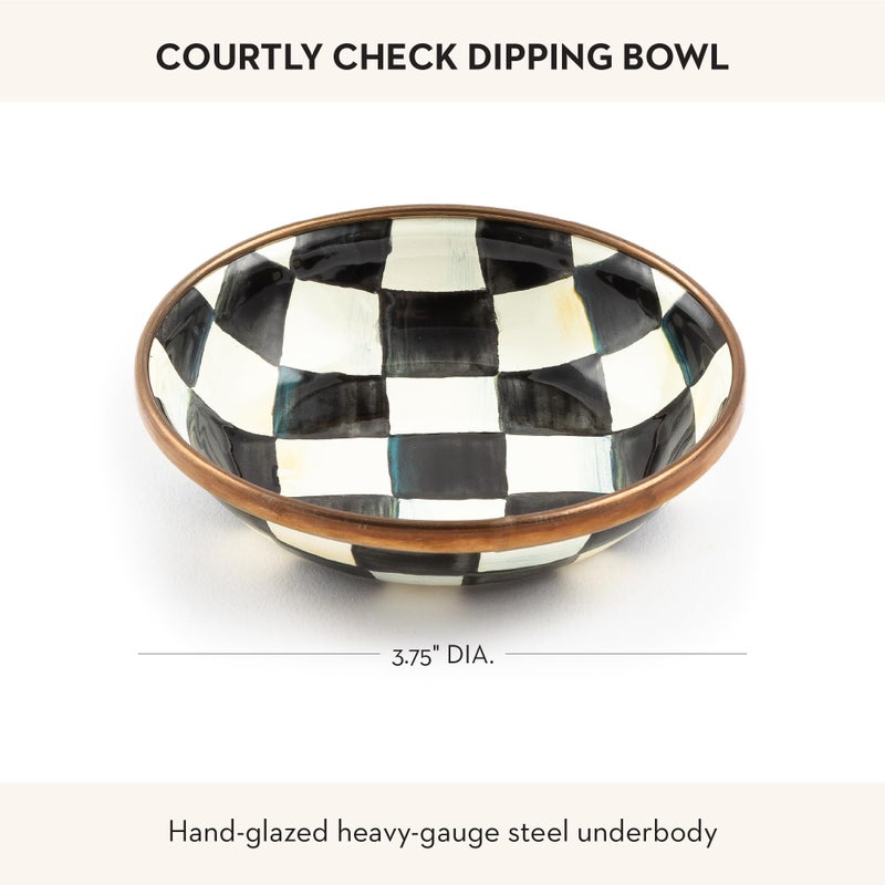 mackenzie childs MACKENZIE-CHILDS Enamel Dipping Bowl, Small Serving Bowl for Entertaining, Black-and-White Courtly Check - Image 4