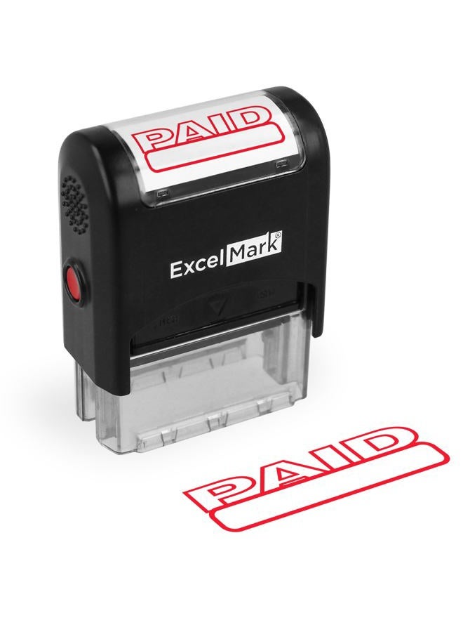 ExcelMark Paid Self Inking Rubber Stamp - Red Ink - Image 1