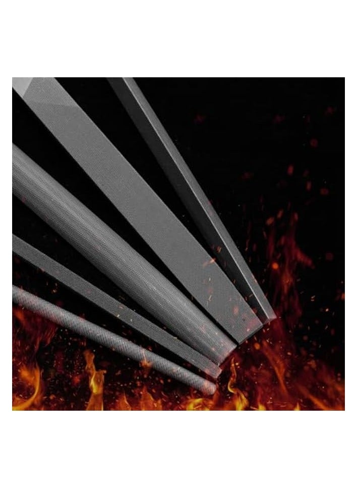 PROMASS 5 Pcs Needle File Set, 8 Inch Woodworking File, Handmade Metal File, Hardened Alloy Strength Steel Set, Including Flat, Square, Triangle, Round And Semi-Circle Files - Image 2