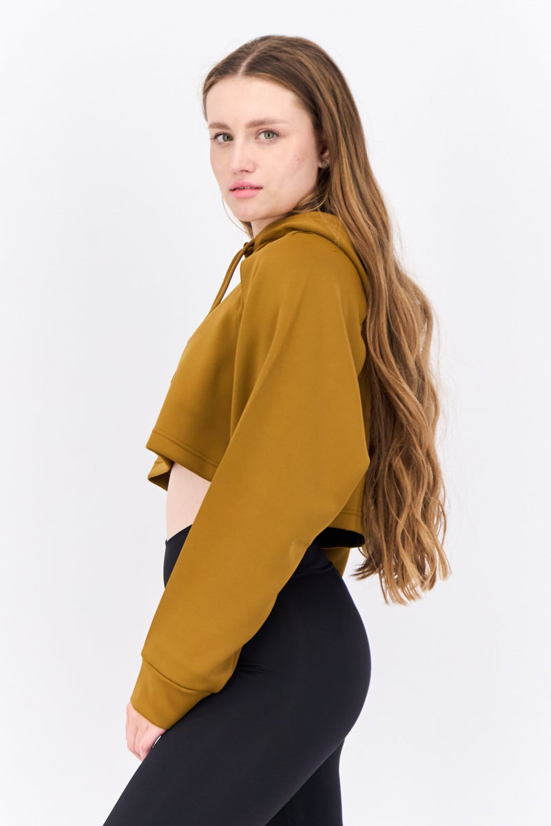 Adidas ملابس رياضية نسائية بأكمام طويلة مناسبة، بني - Image 2