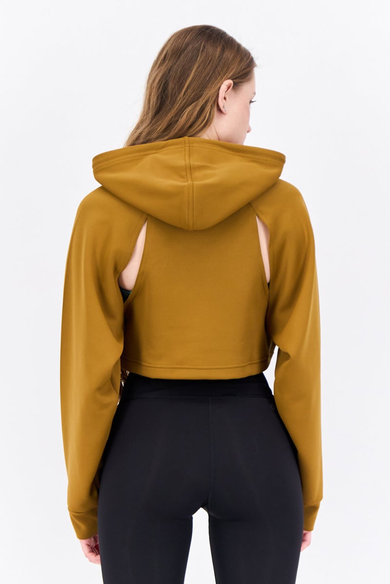 Adidas ملابس رياضية نسائية بأكمام طويلة مناسبة، بني - Image 3