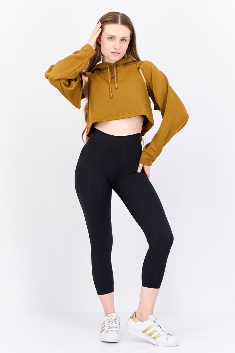 Adidas ملابس رياضية نسائية بأكمام طويلة مناسبة، بني - Image 4