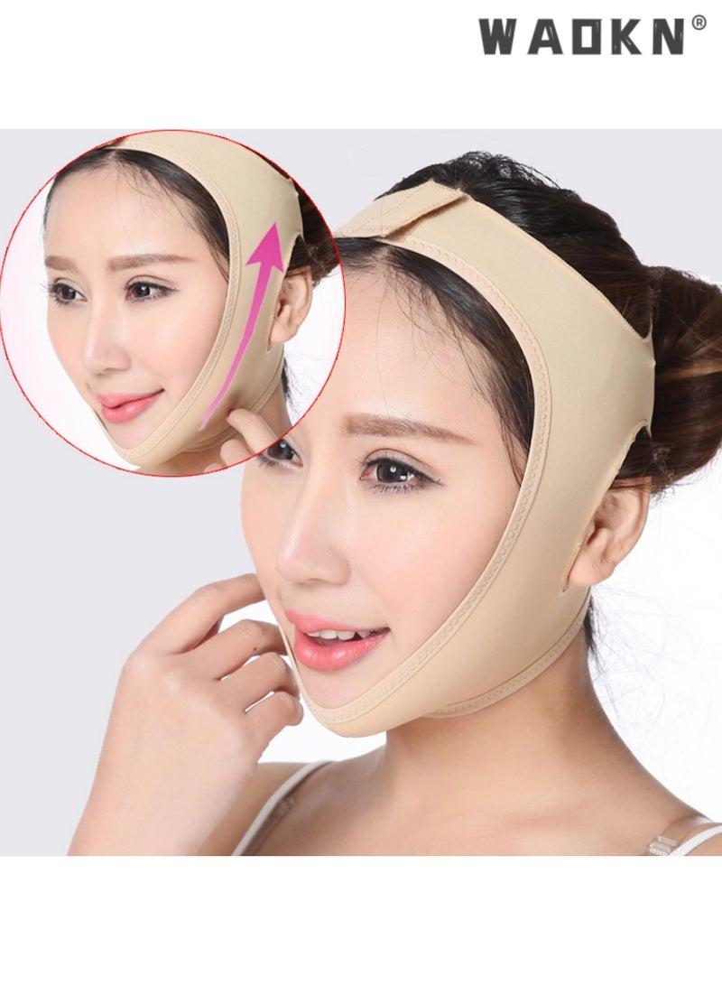 WAOKN Facial Slimming Strap, Face Lifting Belt Pain-Free Anti Wrinkle Face Band, Double Chin Reducer Bandage, Breathable Ultra-thin Soft Face Belt Chin Remover, V Face Mask Partner  - Image 1