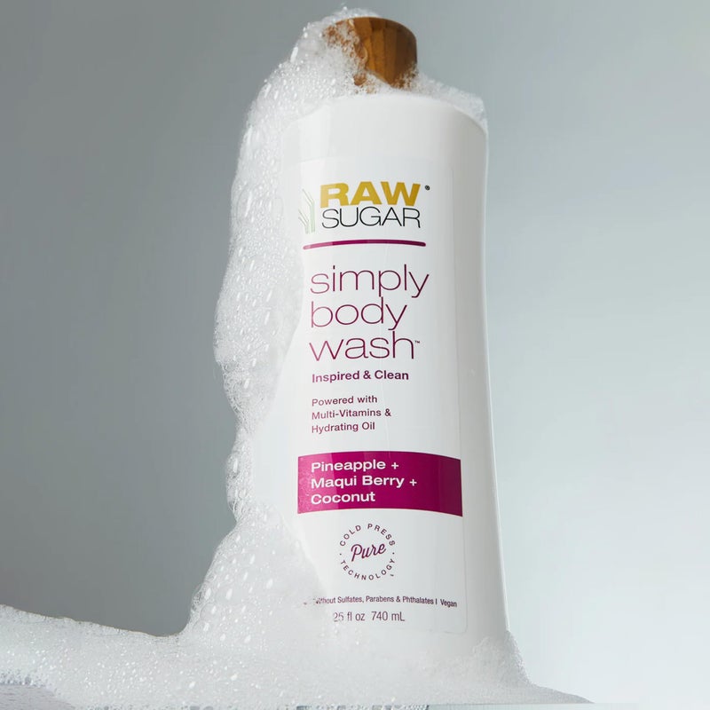 RAW SUGAR Simply Body Wash Variety Trio (25 Fl Oz, Pack of 3) Vegan Bath & Shower Gel, Raw Coconut + Mango, Pineapple + Maqui Berry + Coconut and Watermelon + Fresh Mint, No Sulfates & Parabens - Image 3