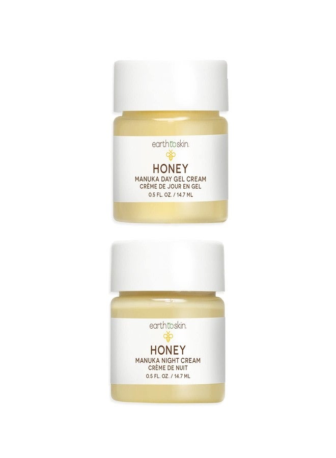 Earth To Skin Honey Manuka Mini Duo Set Day Gel Cream (0.5 Fl Oz) and Night Cream (0.5 Fl Oz) with Hyaluronic Acid & Vitamin E, All-Day & Night Hydration for Face and Neck (2 Pack) - Image 1