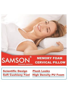 Samson Samson Orthopaedic Memory Foam for Neck & Back Support Sleeping Bed Pillow - Ergonomically Designed, High Density PU Foam, Soft Cushiony Feel & Plush Looks (19" L x 12" W x 3" H) (Universal)  - Image 2