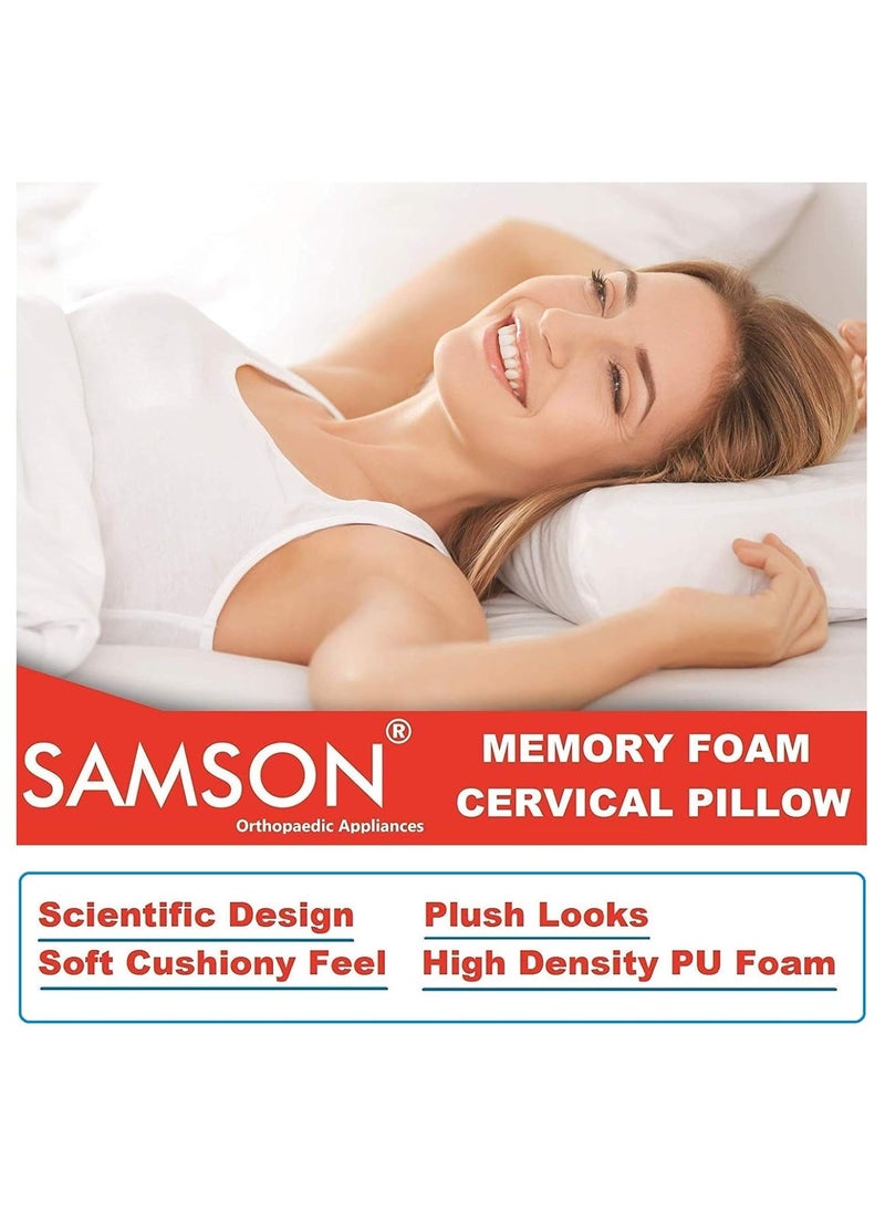 Samson - Samson Orthopaedic Memory Foam for Neck & Back Support Sleeping Bed Pillow - Ergonomically Designed, High Density PU Foam, Soft Cushiony Feel & Plush Looks (19" L x 12" W x 3" H) (Universal) - Image 1