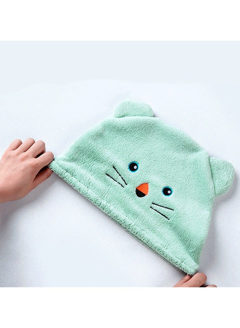 Goolsky Ultra-Soft Coral Fleece Cartoon Animal Hair Drying Cap - Quick-Dry, Absorbent Shower Hat for Bathroom Essentials - Image 2