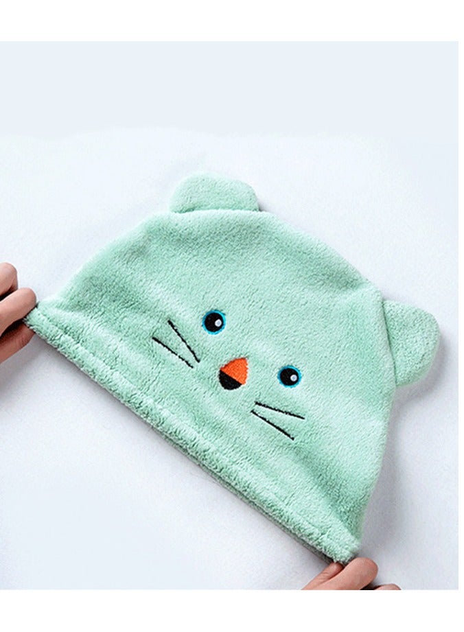 Goolsky Ultra-Soft Coral Fleece Cartoon Animal Hair Drying Cap - Quick-Dry, Absorbent Shower Hat for Bathroom Essentials - Image 4