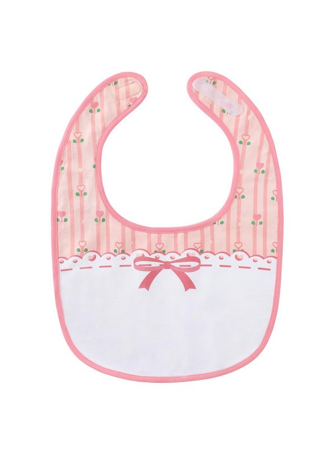 Littleforbig Cotton Waterproof Babydoll Printed Pink Floral Adult Bib With Adjustable Velcro Closure - Image 1