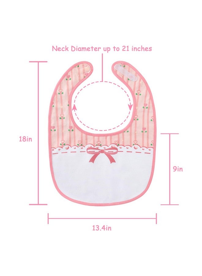 Littleforbig Cotton Waterproof Babydoll Printed Pink Floral Adult Bib With Adjustable Velcro Closure - Image 5