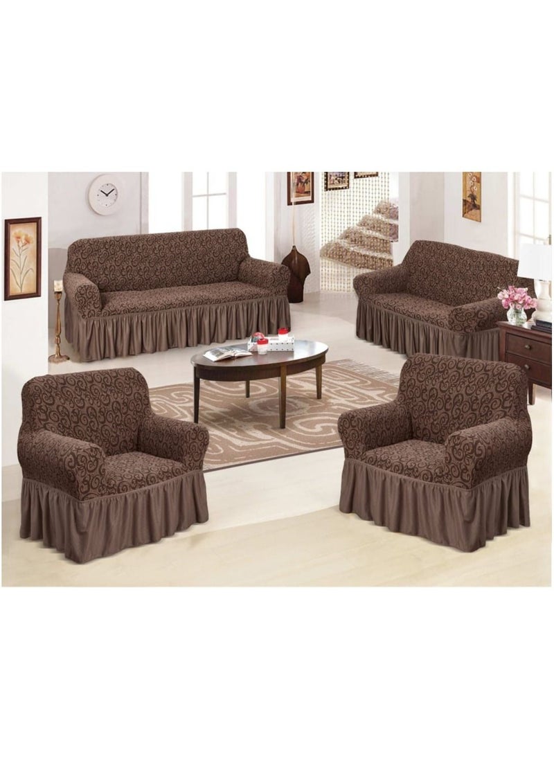 EVORY HOME - Sofa Cover 4-Pieces Set of 7-Seater (3+2+1+1) Super Stretchable Anti-Wrinkle Slip Resistant Furniture Protector - Image 1