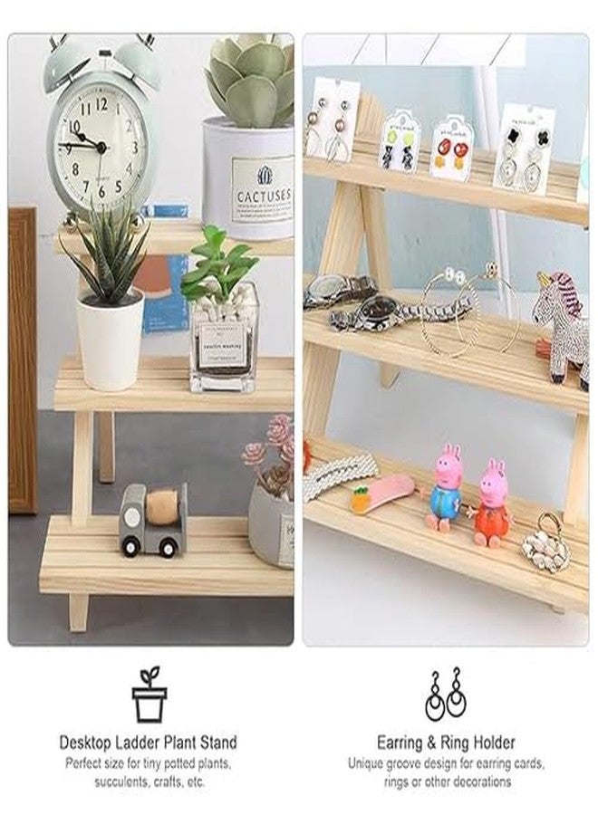Peelorange 3-Tier Wooden Jewellery Display Stand Portable Tabletop Rack for Jewellery Natural Rubberwood - Image 5