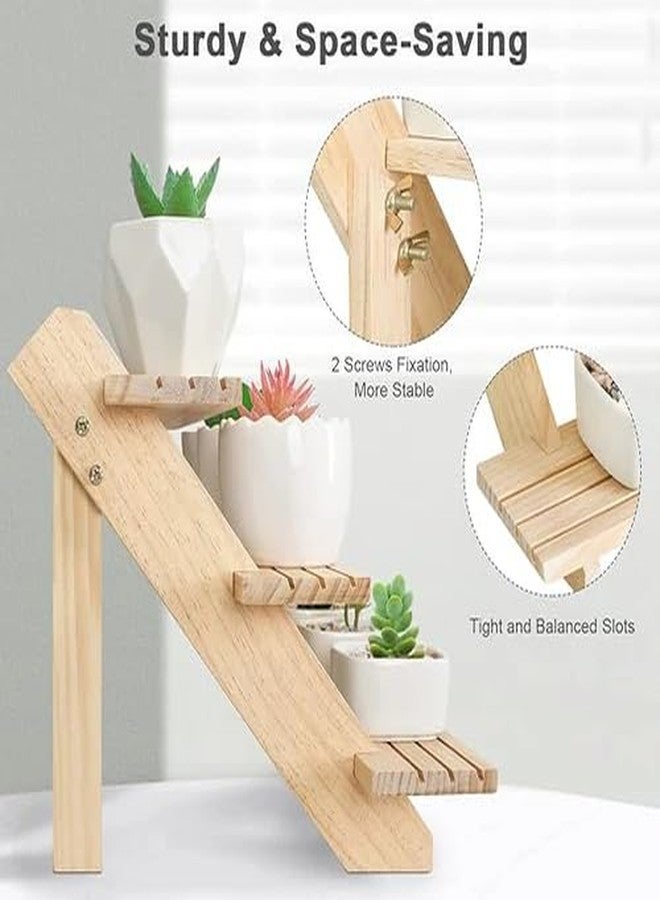 Peelorange 3-Tier Wooden Jewellery Display Stand Portable Tabletop Rack for Jewellery Natural Rubberwood - Image 3