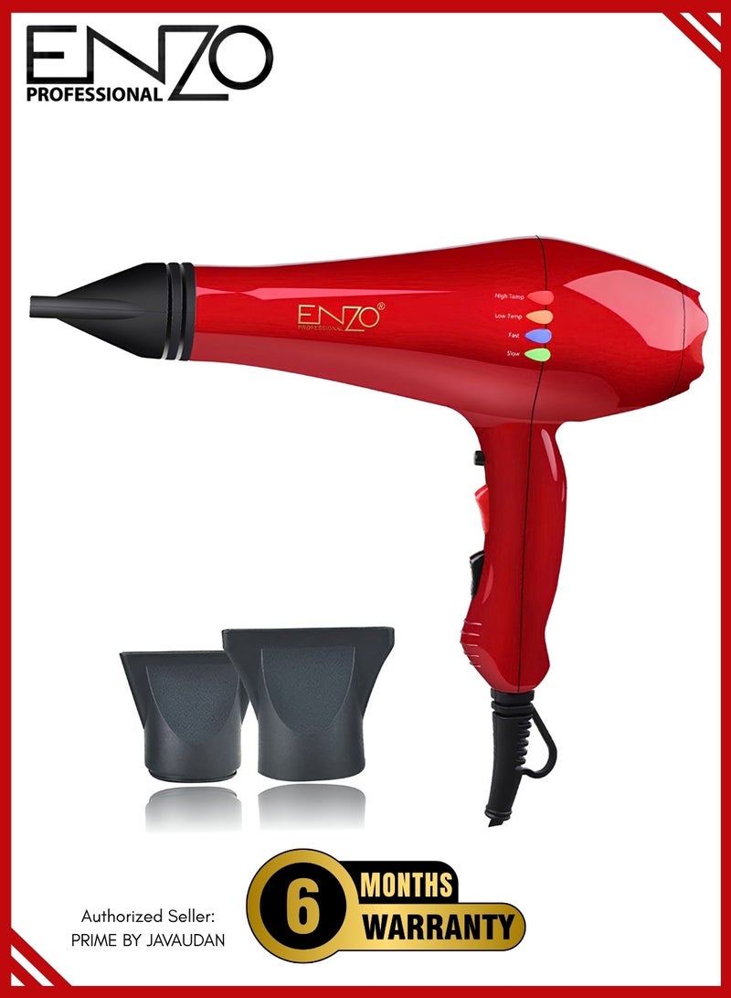 إنزو EN8860R مجفف شعر احترافي 1600 واط – مجفف شعر صالون فائق الأداء مع محرك AC وتقنية السيراميك وحماية من ارتفاع الحرارة - Image 1