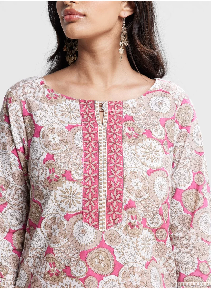 Fabindia Floral Print 2Pc Kurta Set