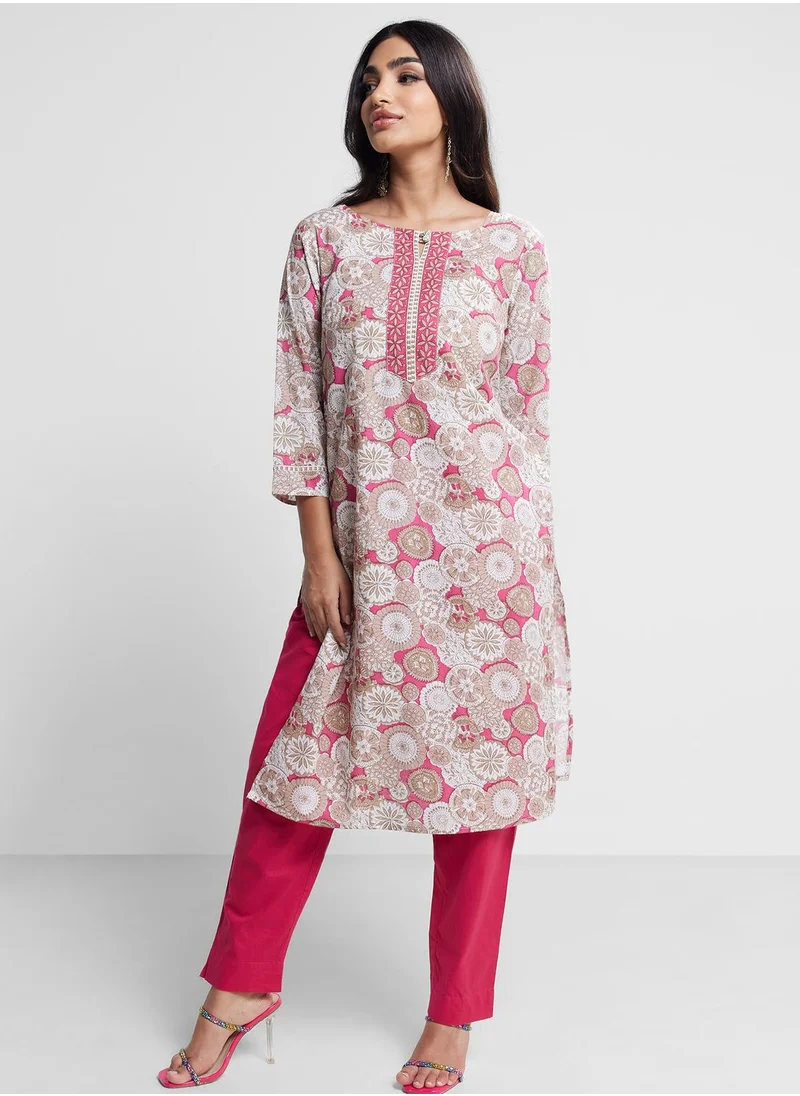 Fabindia Floral Print 2Pc Kurta Set